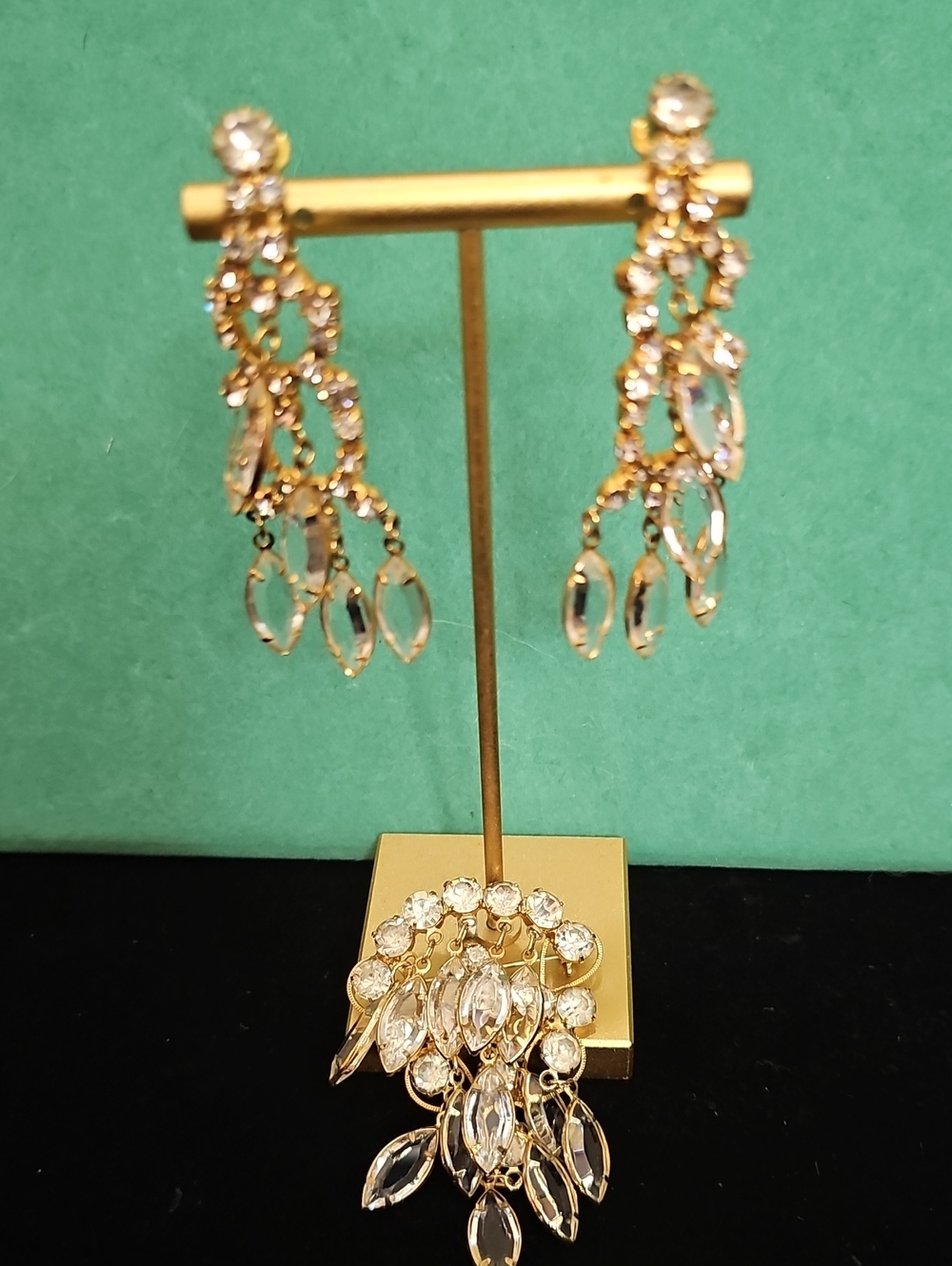Juliana Clear Crystal Waterfall Brooch & Earrings